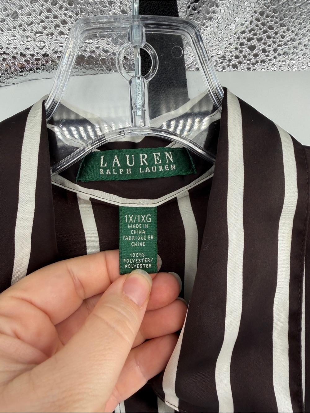 Lauren Ralph Lauren Old Money Quiet Luxury Black Striped Blouse Size 1X Plus - Picture 2 of 14